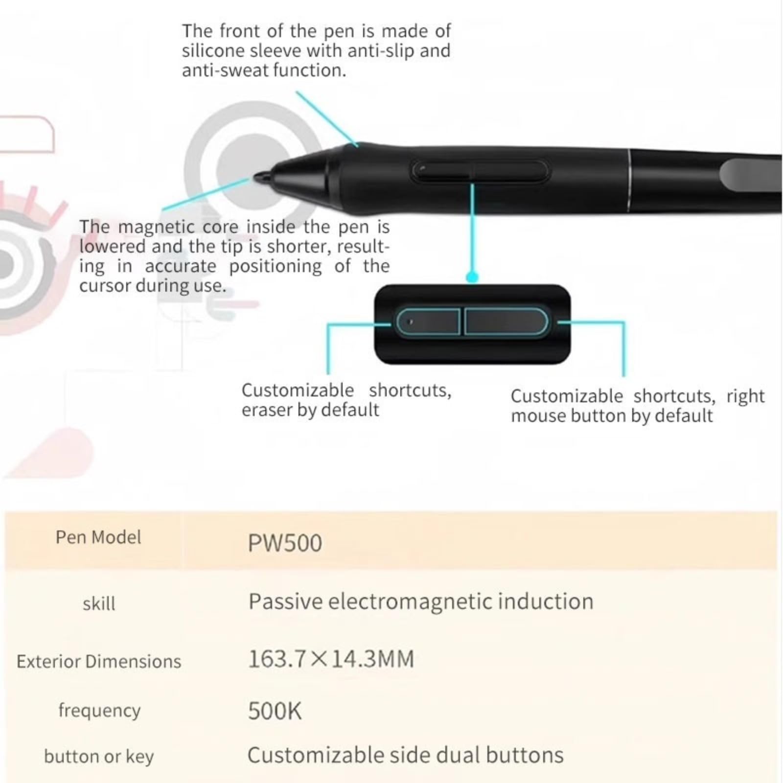 Amazon.com: PW500 Battery-Free Stylus for Huion KAMVAS GT-191V2
