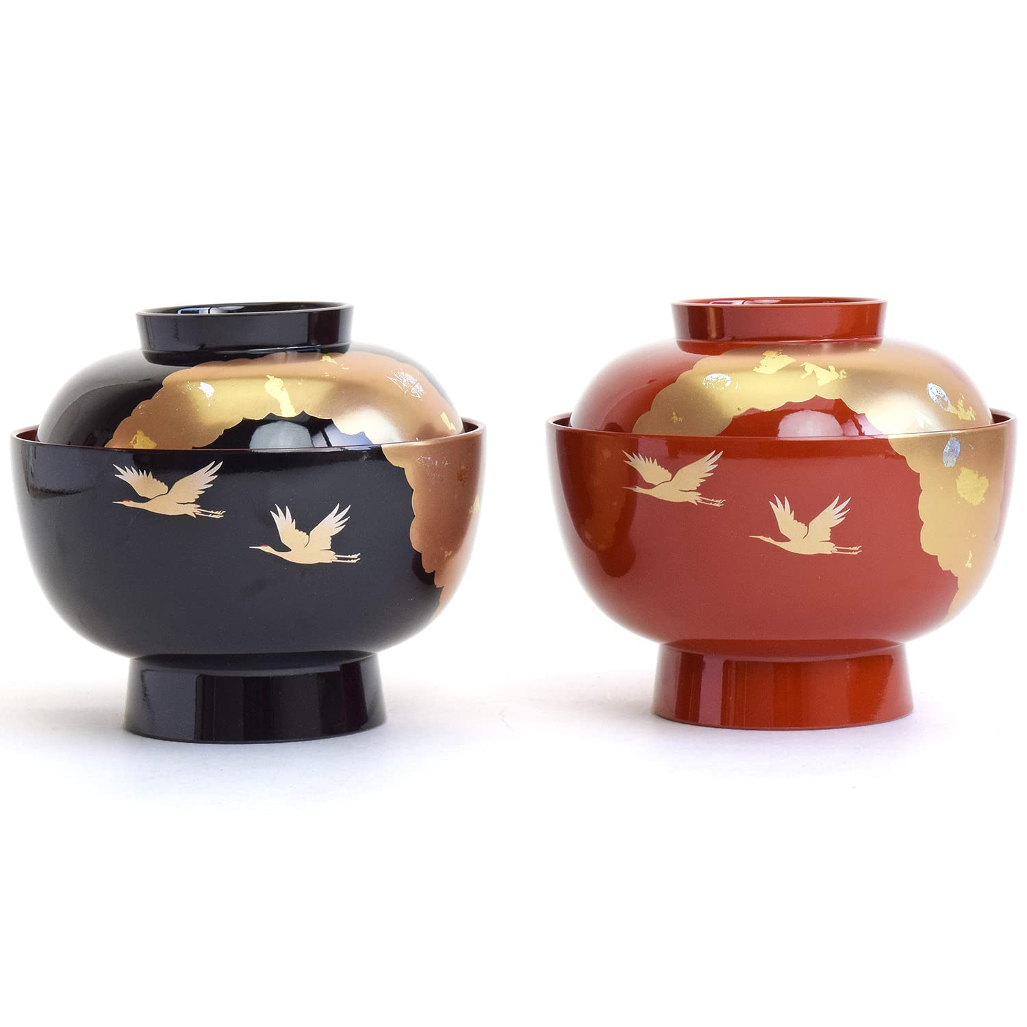 Amazon.co.jp: まえじゅう漆器 雑煮椀 お椀 お雑煮 蓋付き 光輝 黒内朱