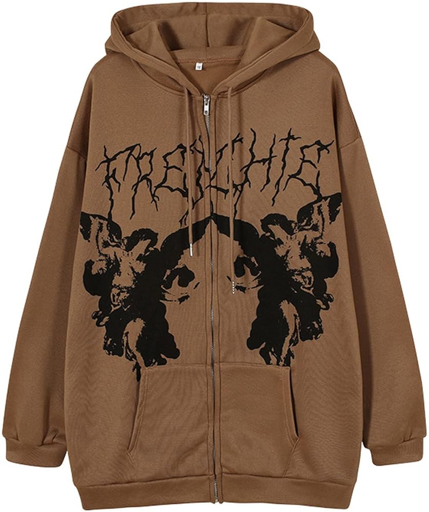 Amazon.com: SHINsuke Women Y2K Hooded Sweatshirt Gothic Zip Up