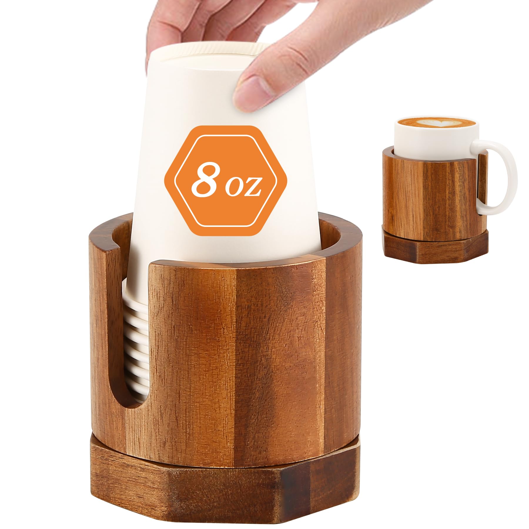 Amazon.com: Nnewvante Acacia Wood Cup Dispenser - 5-8oz Dual