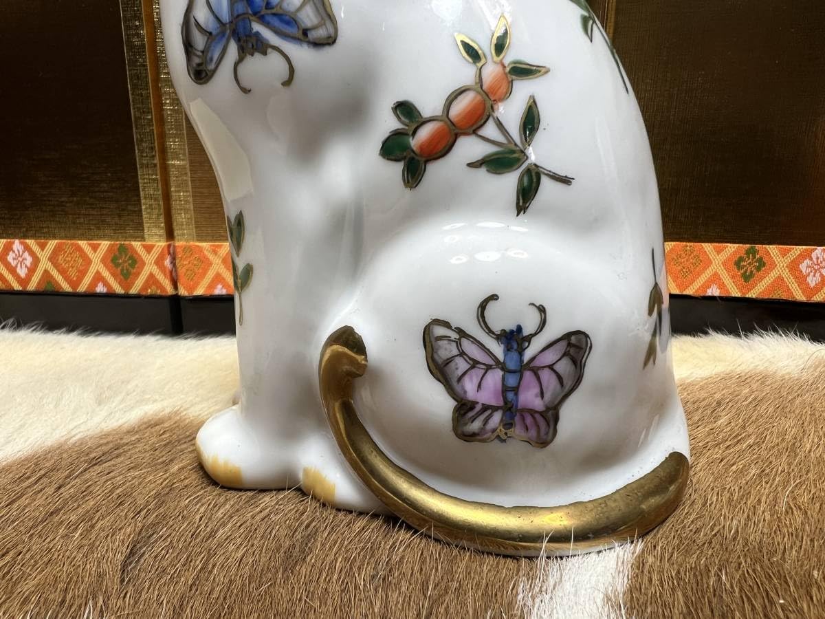 Amazon.co.jp: 美人古伊万里見返り猫置物陶器ねこネコレトロ