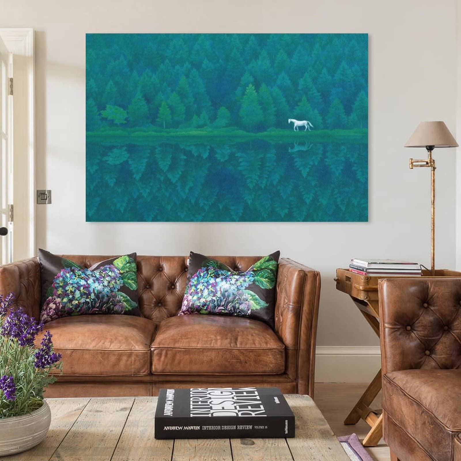 Amazon.co.jp: 東山魁夷緑響く彩美版 風景画ポスターキャンバス