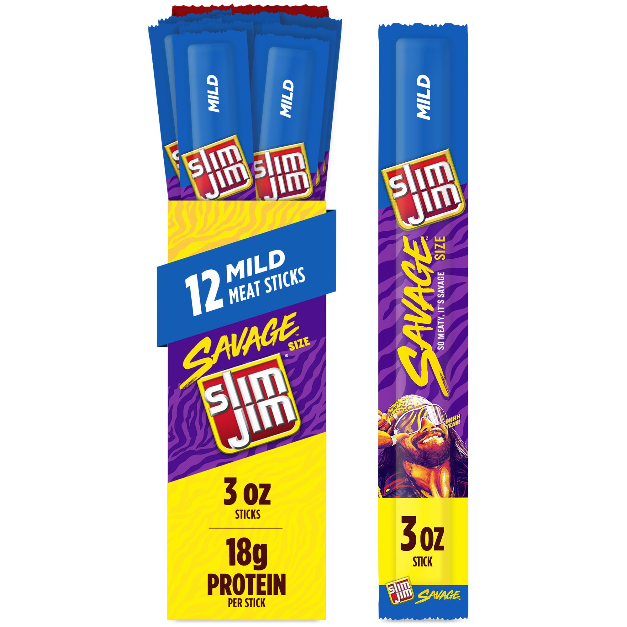 Amazon.com: Slim Jim Savage Smoked Meat Sticks, Mild Flavor, 6g
