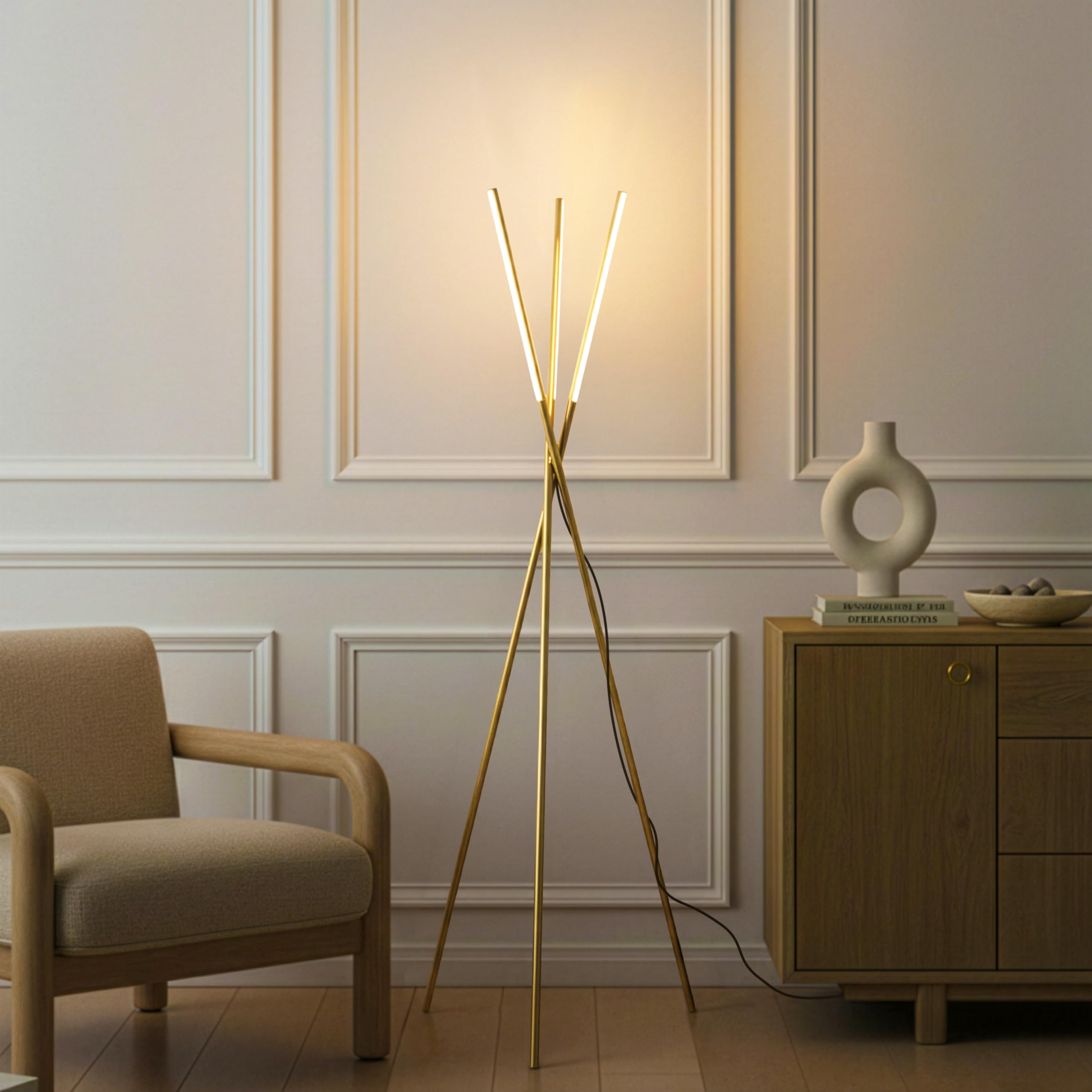Brightech Stix LED Tripod Floor Lamp for Living Room - Dimmable