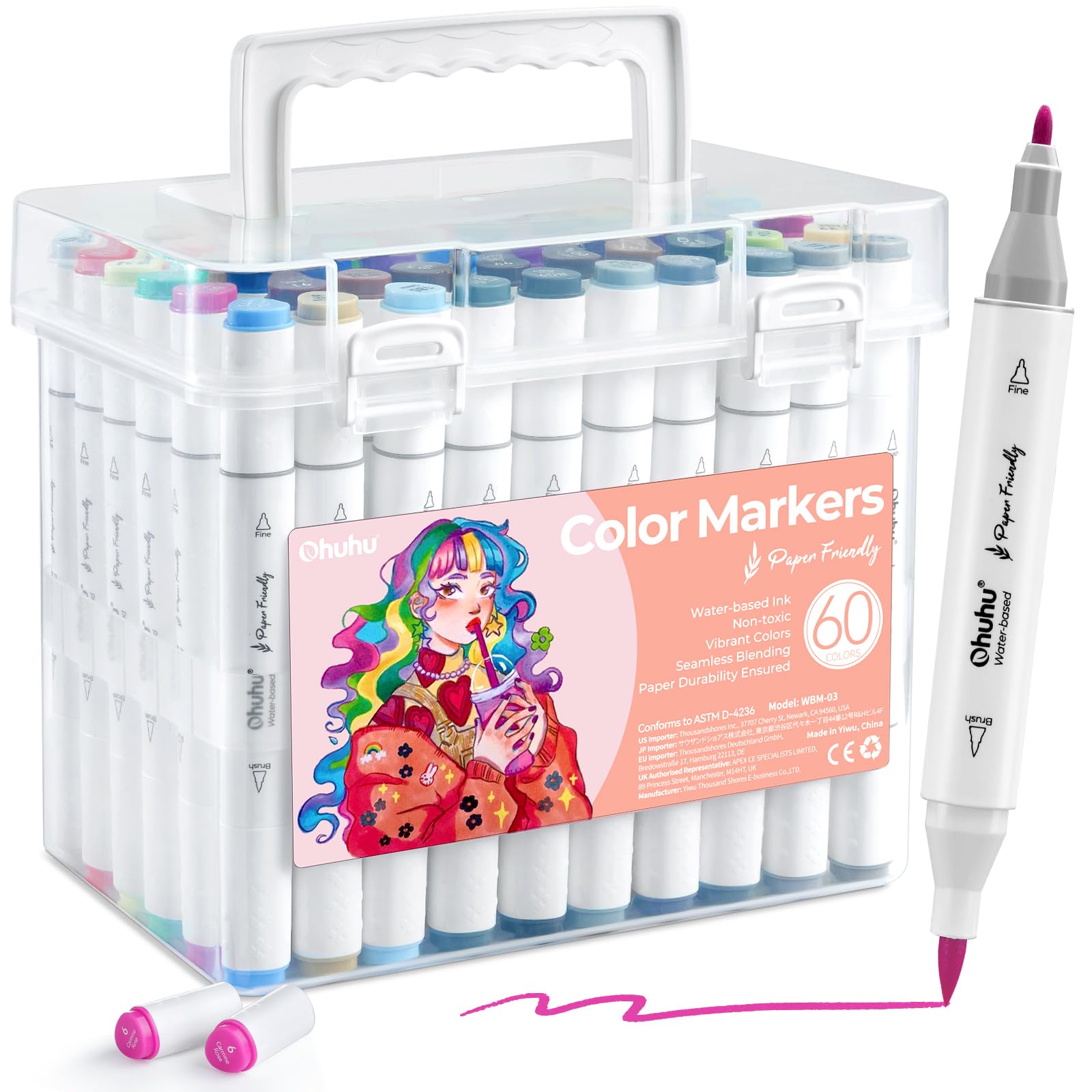 Amazon.com: Ohuhu Markers Paper-friendly No Peeling Water-based 60