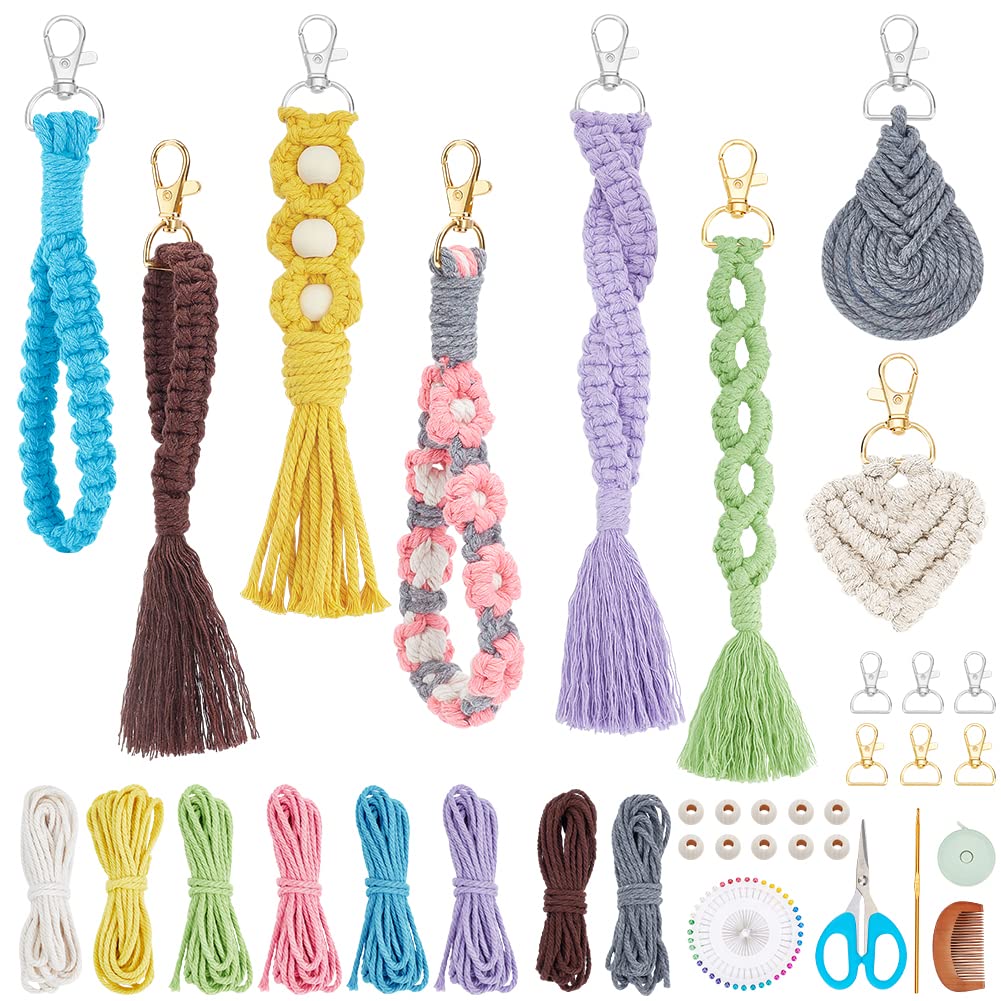 Amazon.com: INFUNLY 8 Set DIY Macrame Wristlet Keychain Kits for
