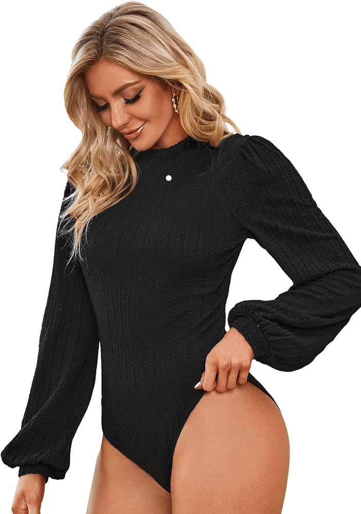 Amazon.com: SweatyRocks Women's Mock Turtle Neck Bishop Sleeve