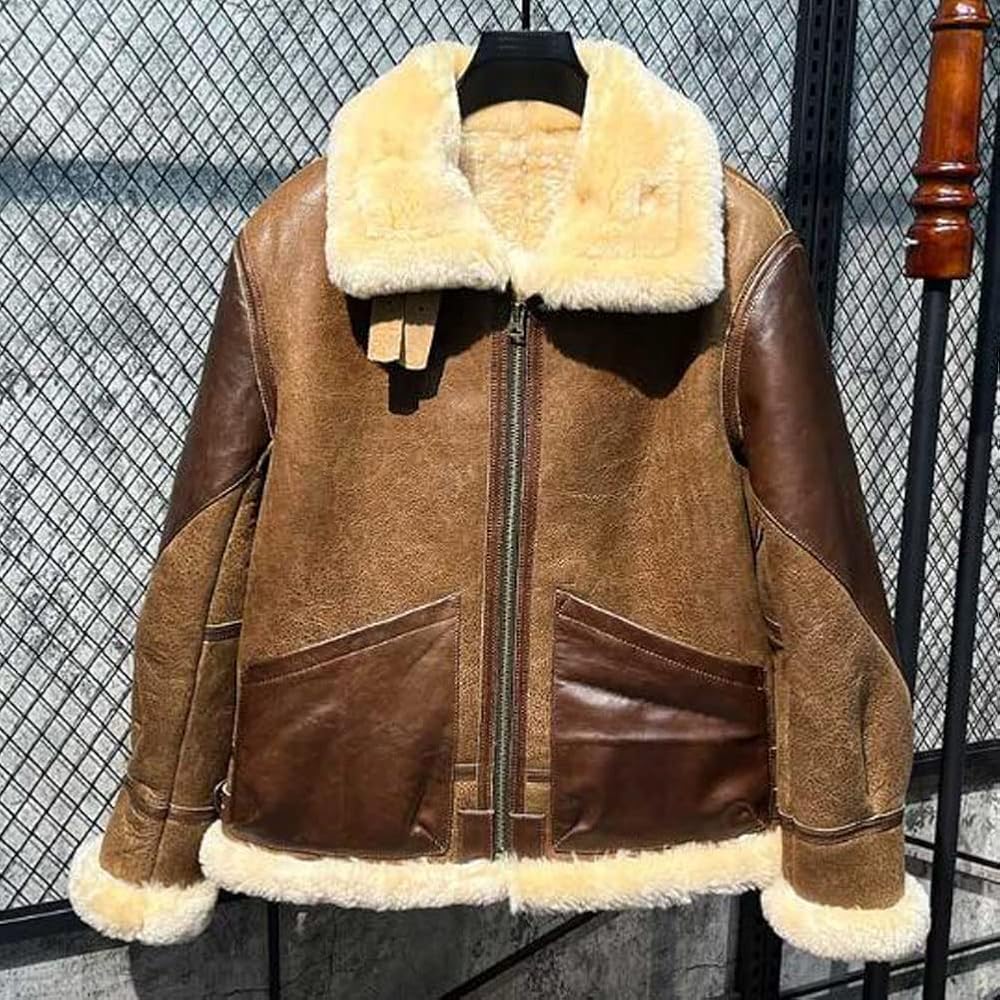 Amazon | Denny&Dora メンズ ダークブラウン シープスキン ムートン