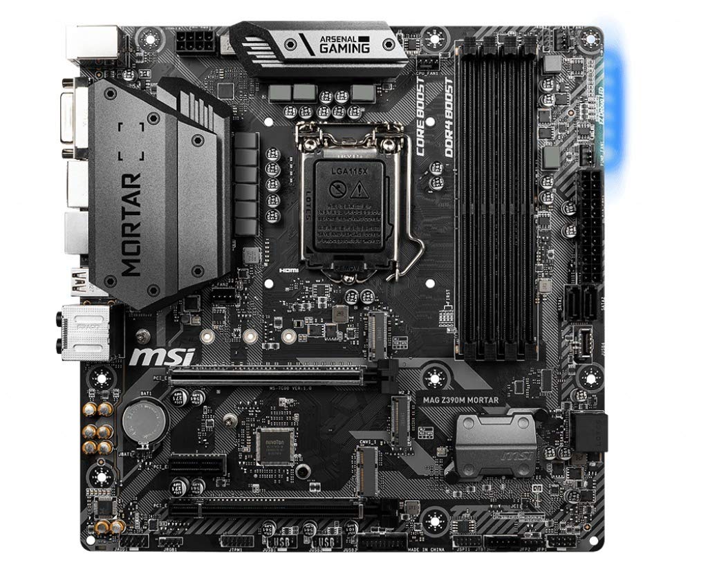 MSI MAG Z390M Mortar Micro ATX Gaming Motherboard, DDR4, LGA 1151