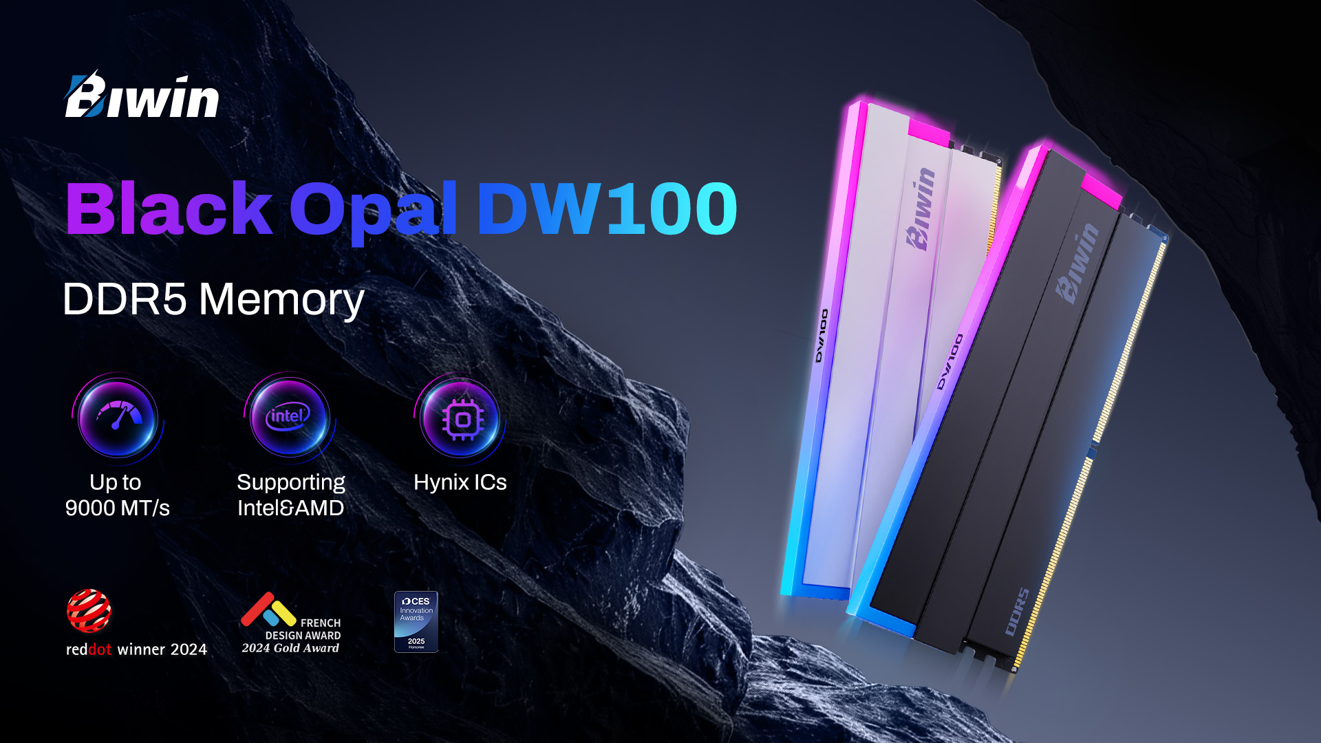 Biwin Black Opal DW100 DDR5 RGB RAM 32GB (16GBx2) Up to 6000MHz