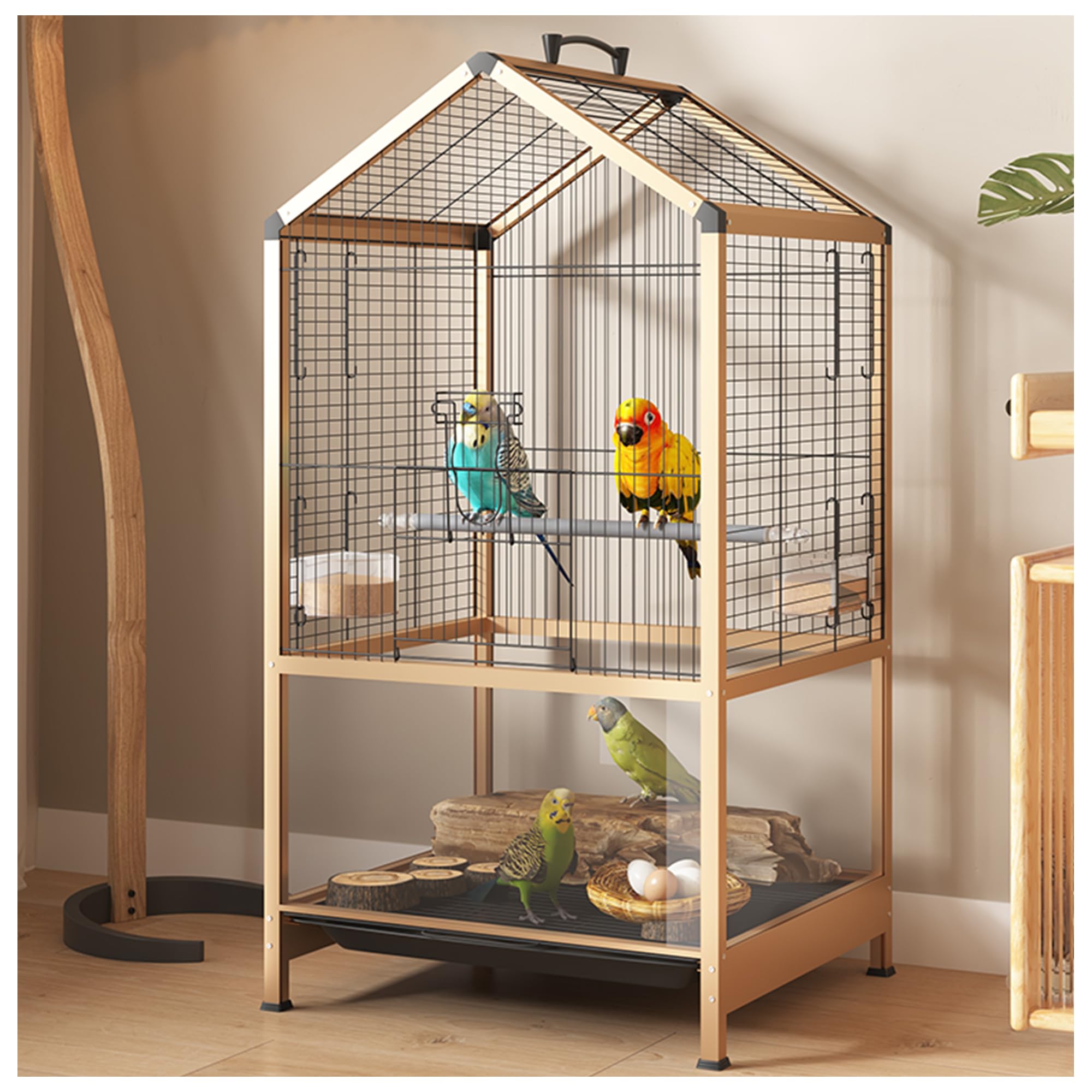 Amazon | 鳥かご中小型オウム用の特別な 42*37*80CM アルミニウム合金