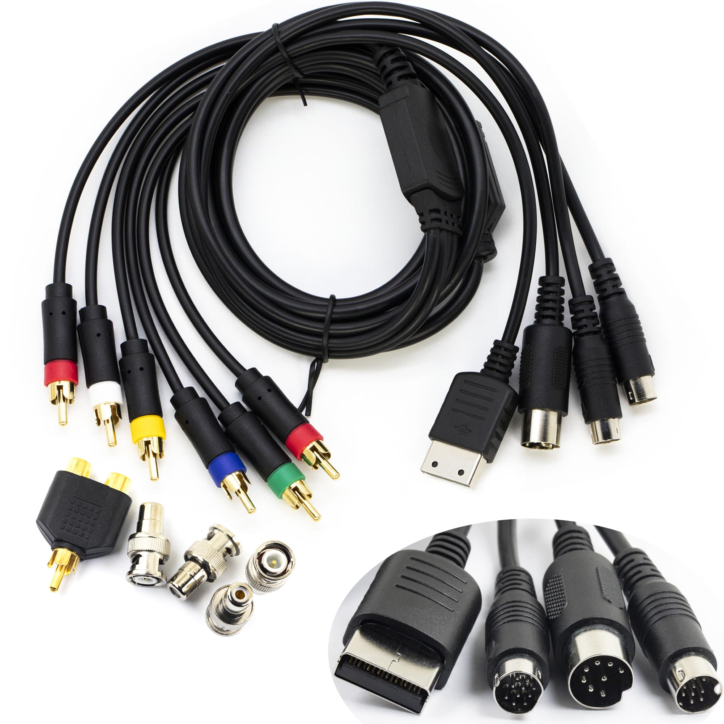 Amazon.com: whiteeeen 4 in 1 RGB Sync Video Audio RCA Cable for
