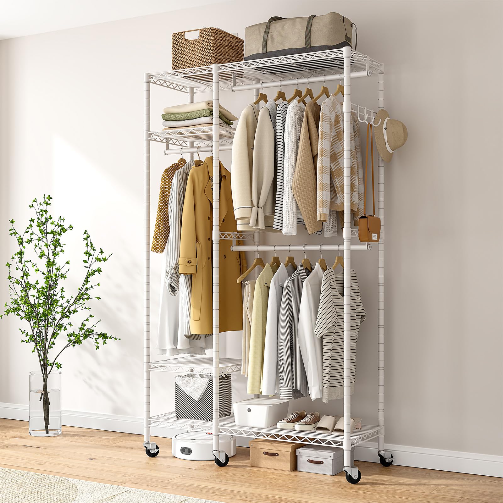 Amazon｜REIBII ハンガー ラック 2段 幅80 奥行40 高さ200 頑丈 ワード