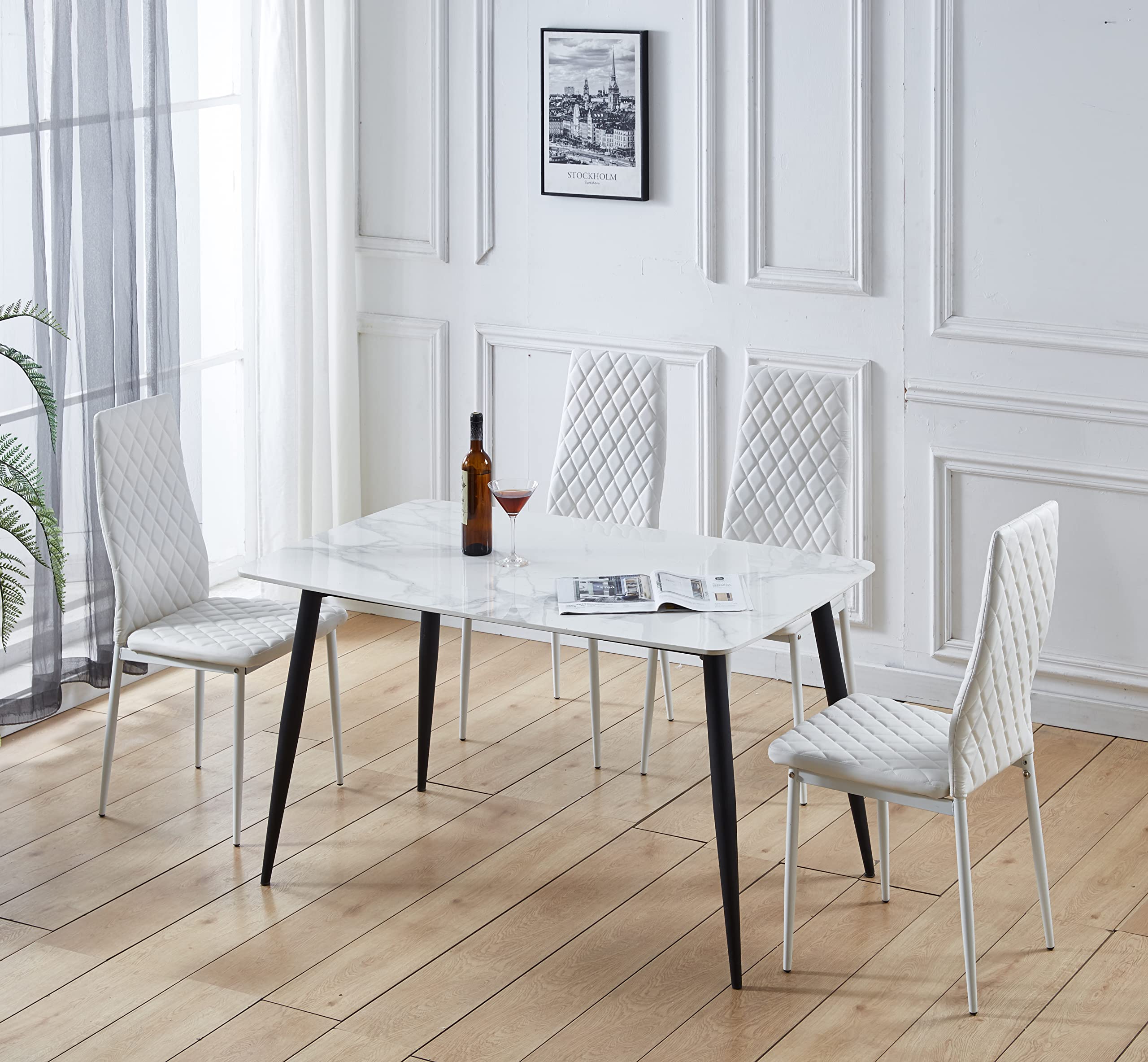 Amazon｜ダイニングチェア 4脚セット レザー 椅子 イス 食卓椅子 菱形