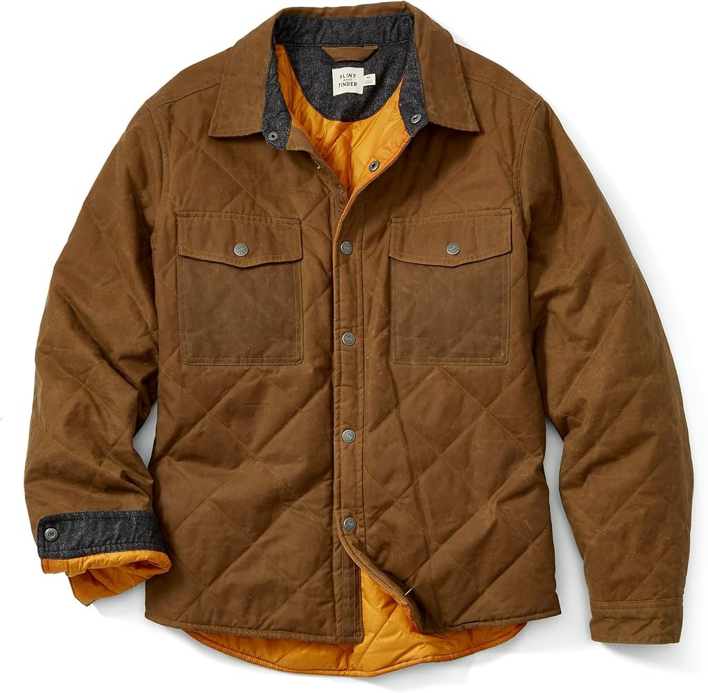 Huckberry Flint and Tinder Men's Quilted Waxed Shirt Jacket