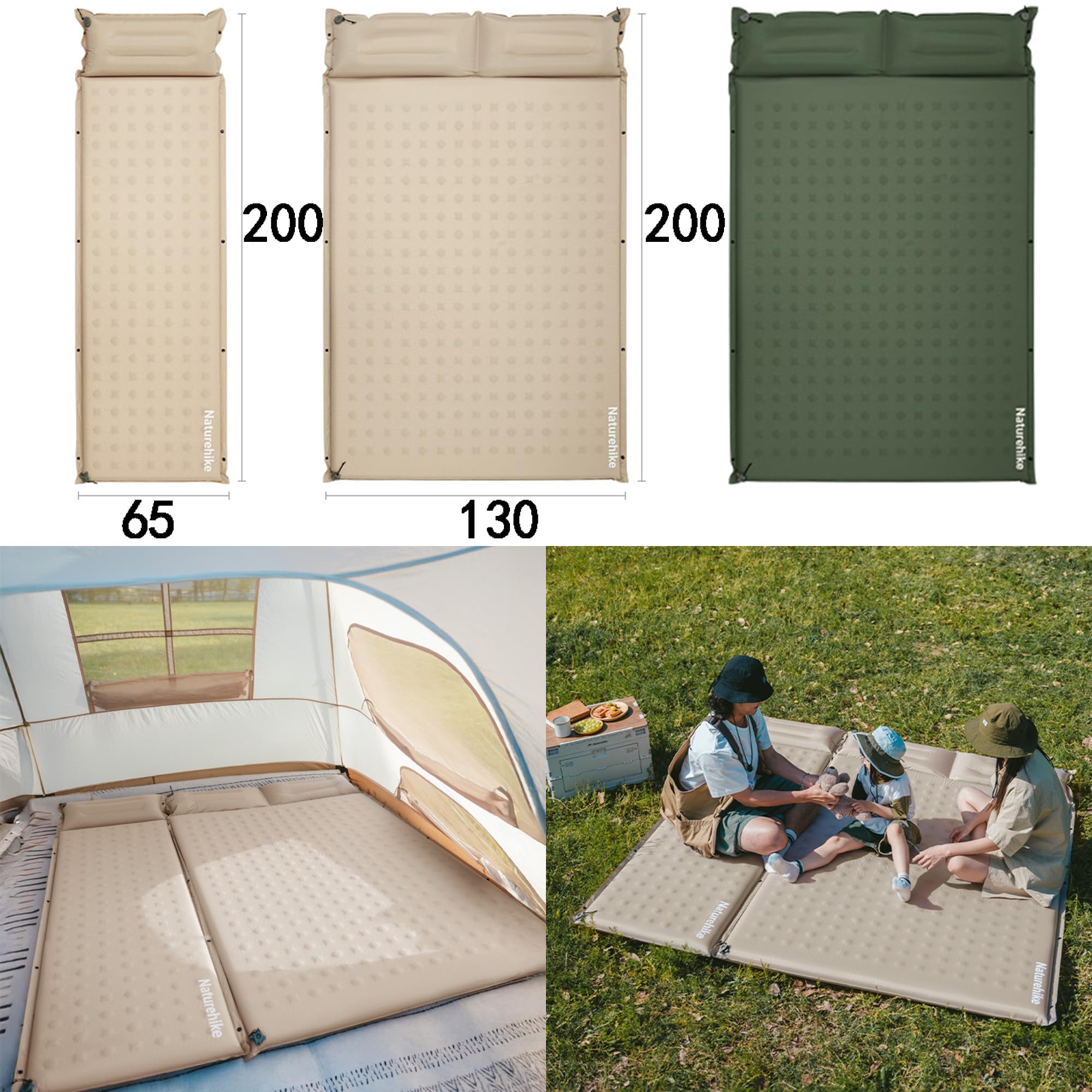 Amazon.co.jp: Naturehike エアーマット 自動膨張 無限連結 調節可能な