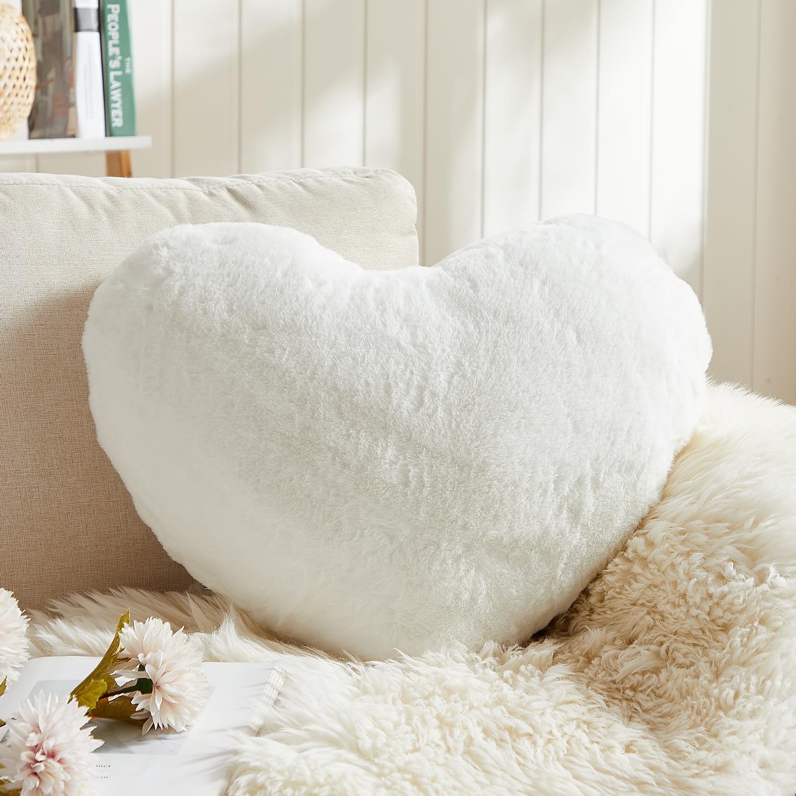 Amazon.com: EastTree Heart Pillows, White Heart Shaped Pillows