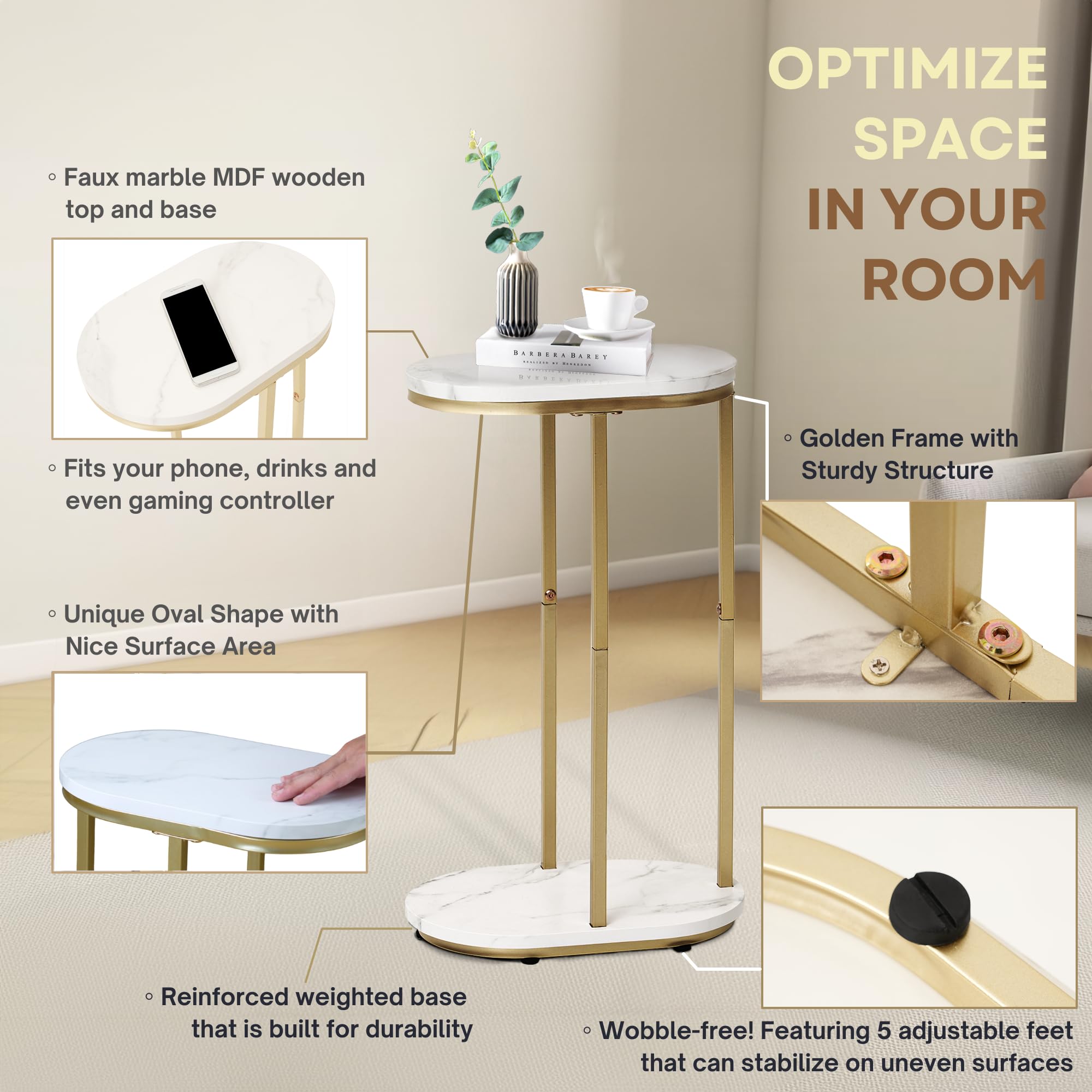 Amazon｜KokoChic 大理石サイドテーブル - オーバルマーブルCテーブル