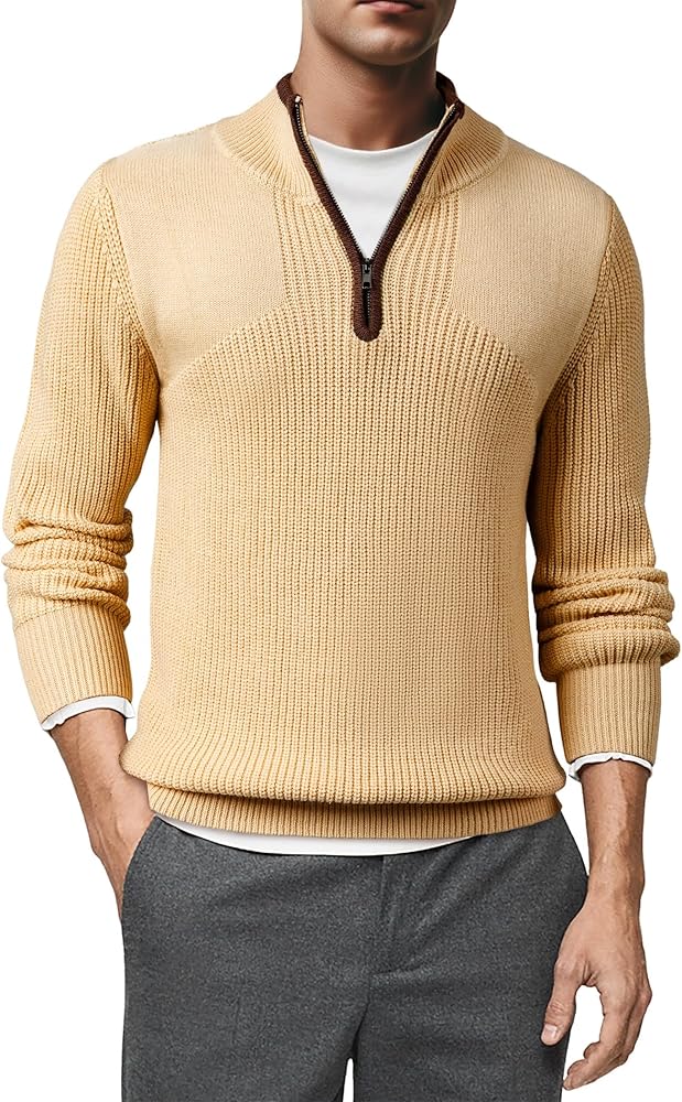 JMIERR Men's Quarter Zip Pullover Casual Lightweight Fasion Mock