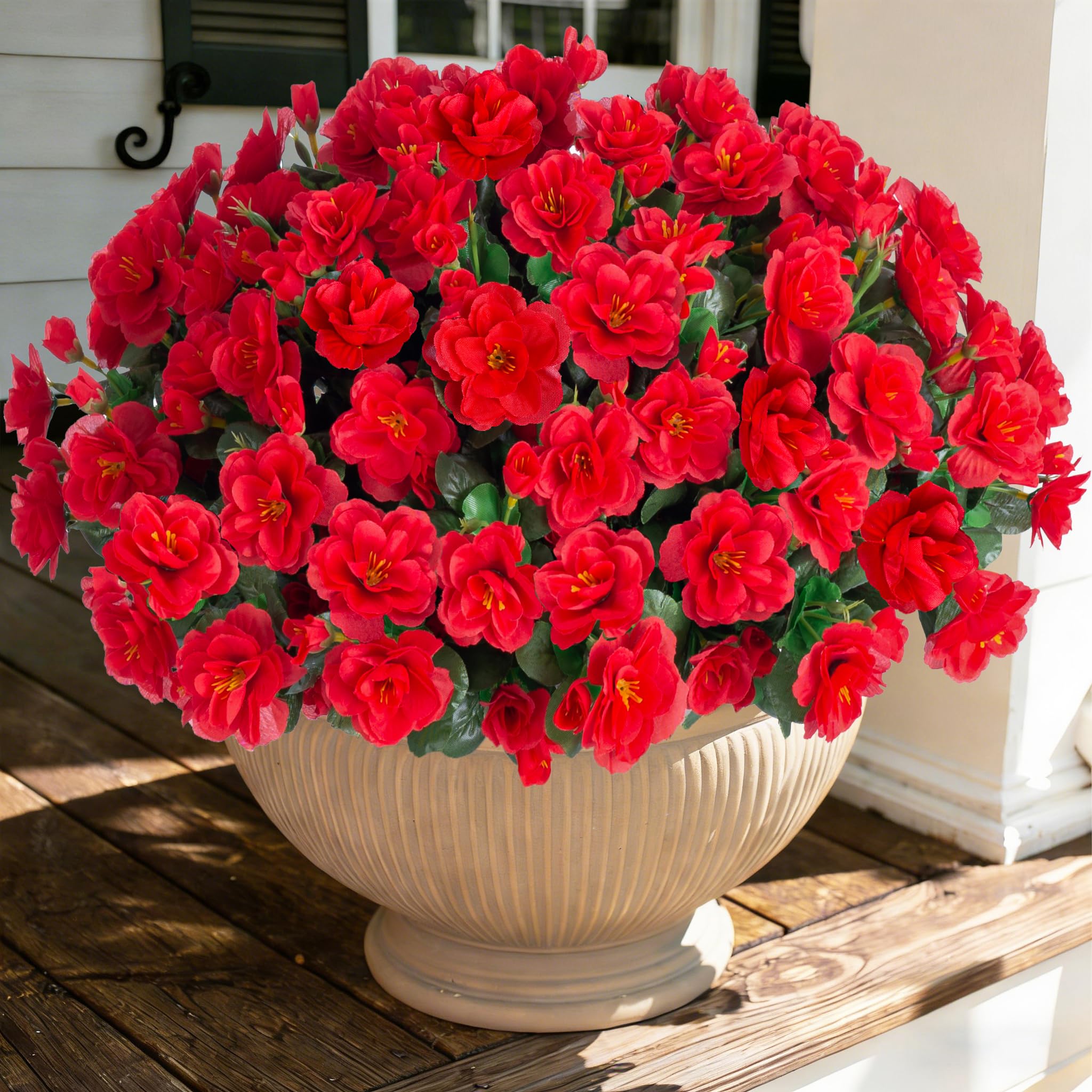 Amazon.com: Ivydale Artificial Faux Red Flowers Plants for Outdoor