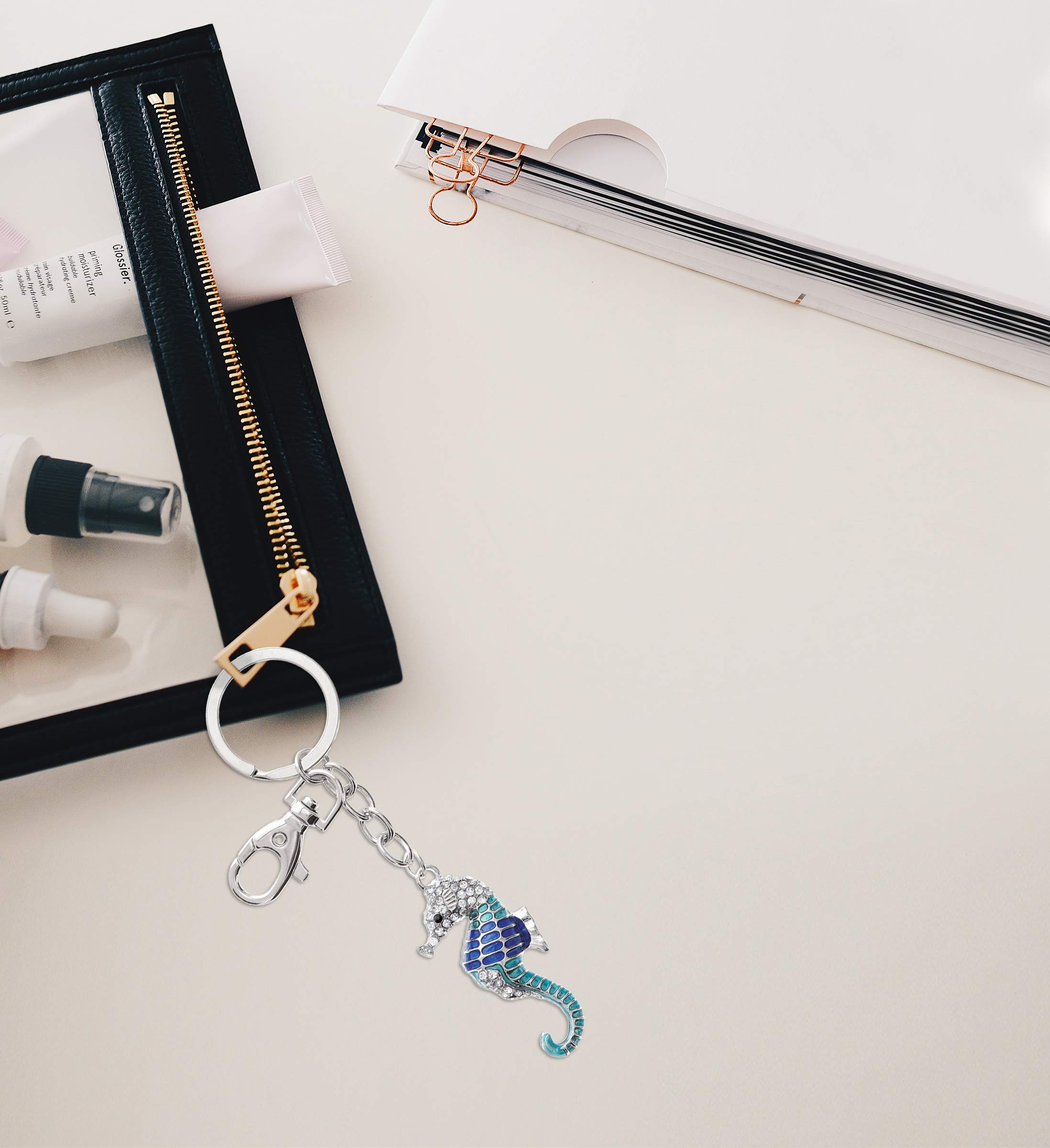 Amazon.co.jp: Aqua79 ブルー タツノオトシゴ キーチェーン シルバー