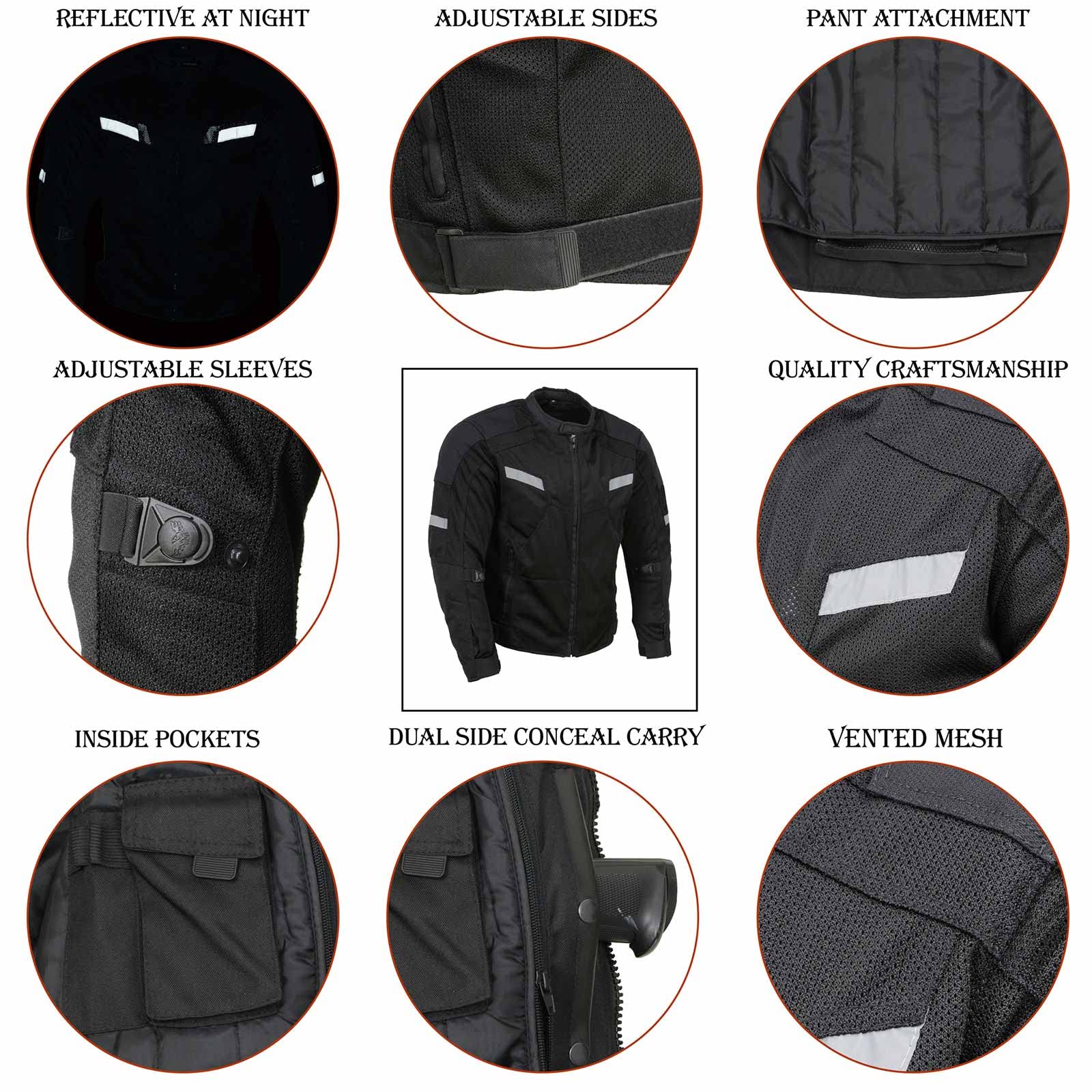 Milwaukee Leather MPM1792 Men's Black CE Armored Textile