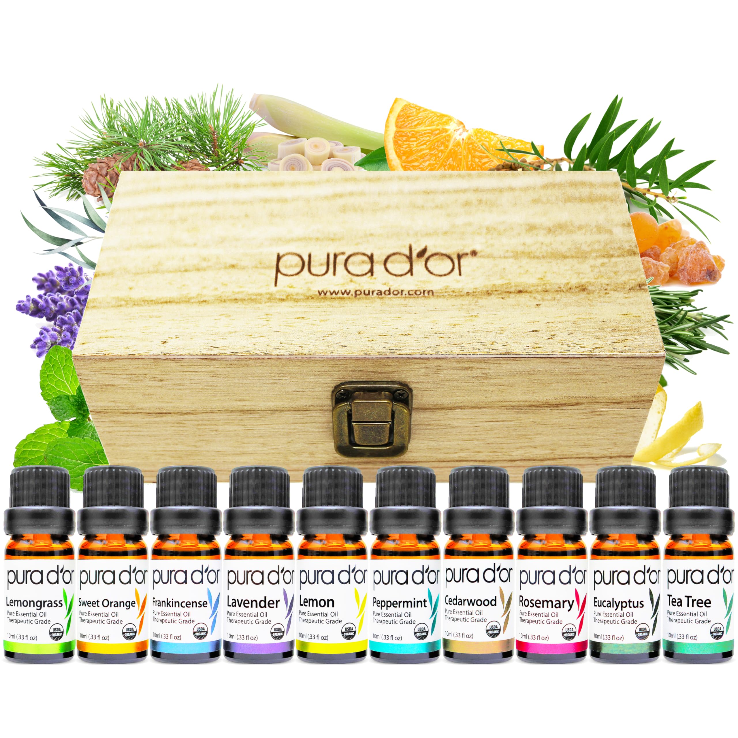 Amazon.com: PURA D'OR Organic Perfect10 Essential Oils Set - 10x