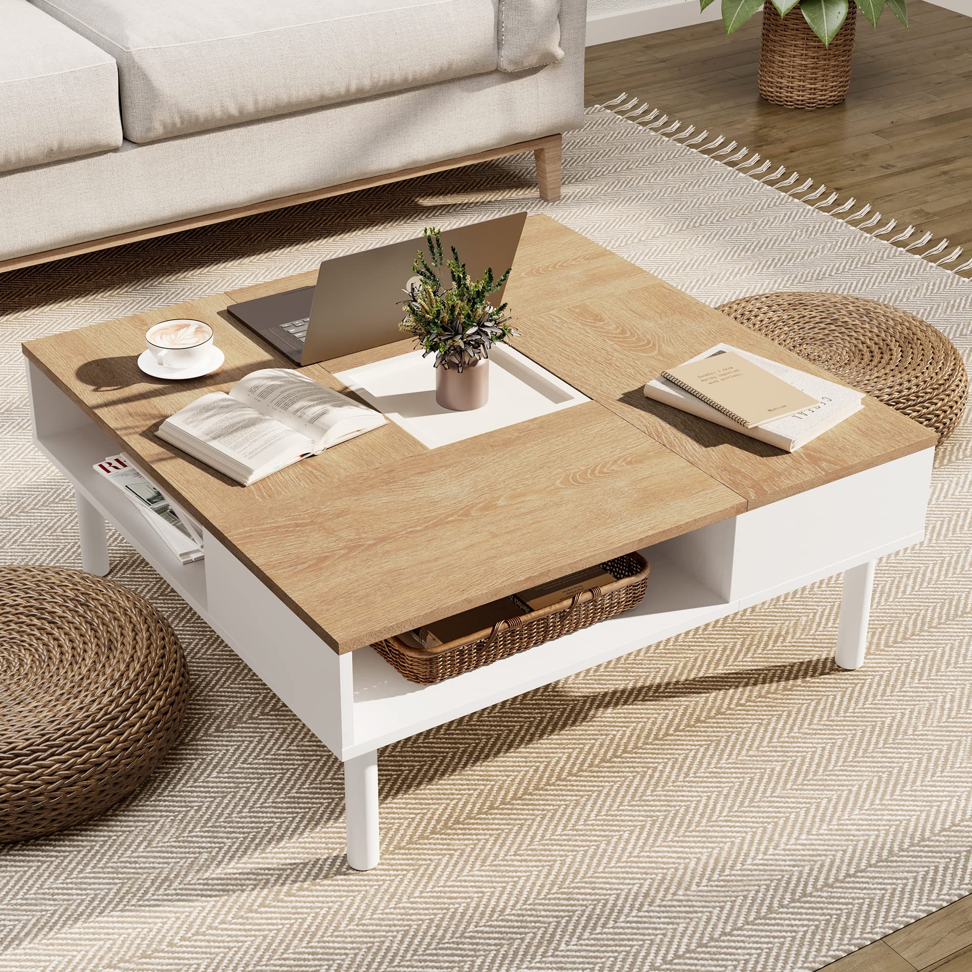 Amazon.co.jp: WAMPATローテーブル センターテーブル 正方形 木制