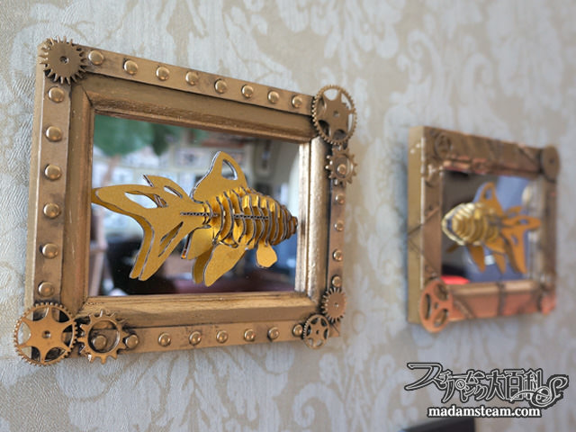 100円ショップの額をリメイクしてスチームパンク写真額を作る