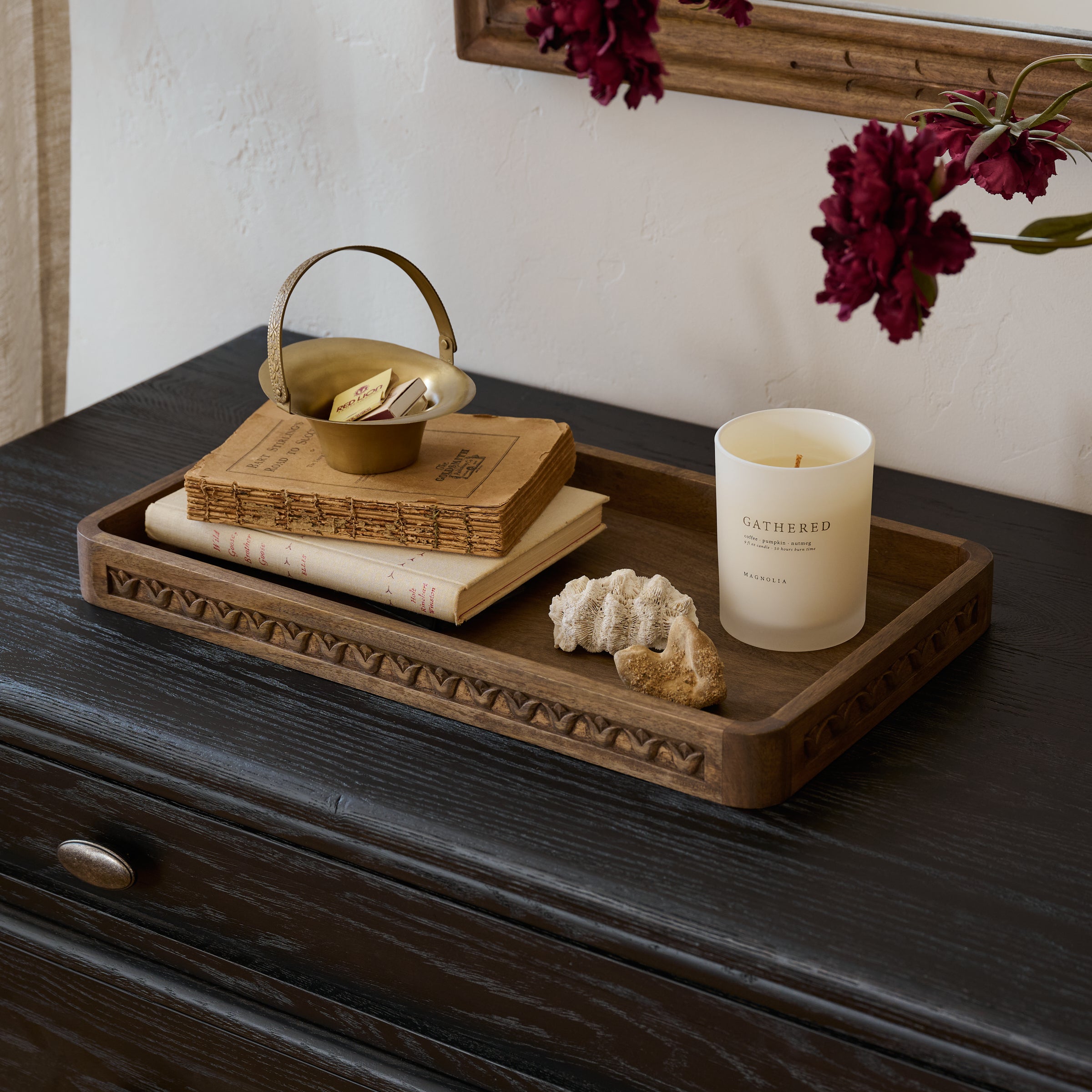 Warren Carved Wood Tray – Magnolia