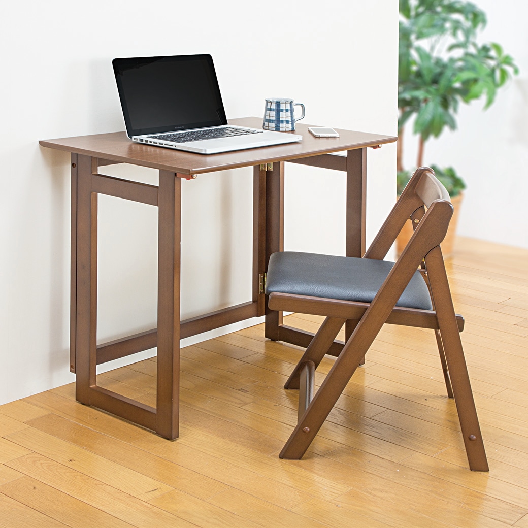 天然木折りたたみデスク＆チェアセット｜ファミリー・ライフ公式通販