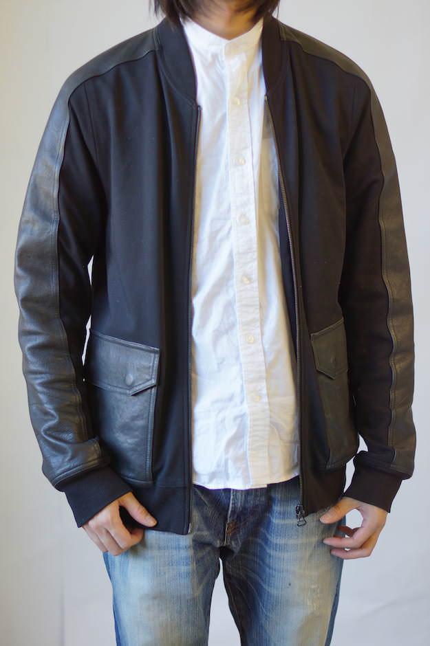 ALEXANDER WANG Leather Combo Ponte Bomber Jacket / アレキサンダー