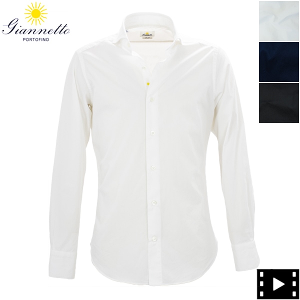 ジャンネット シャツ メンズ カッタウェイ スリムフィット コットン