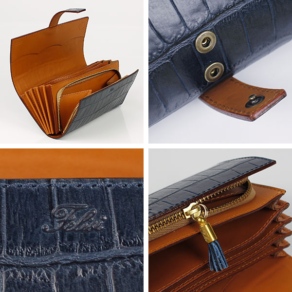 セール】フェリージ 財布 レディース クロコダイル型押し エンボス