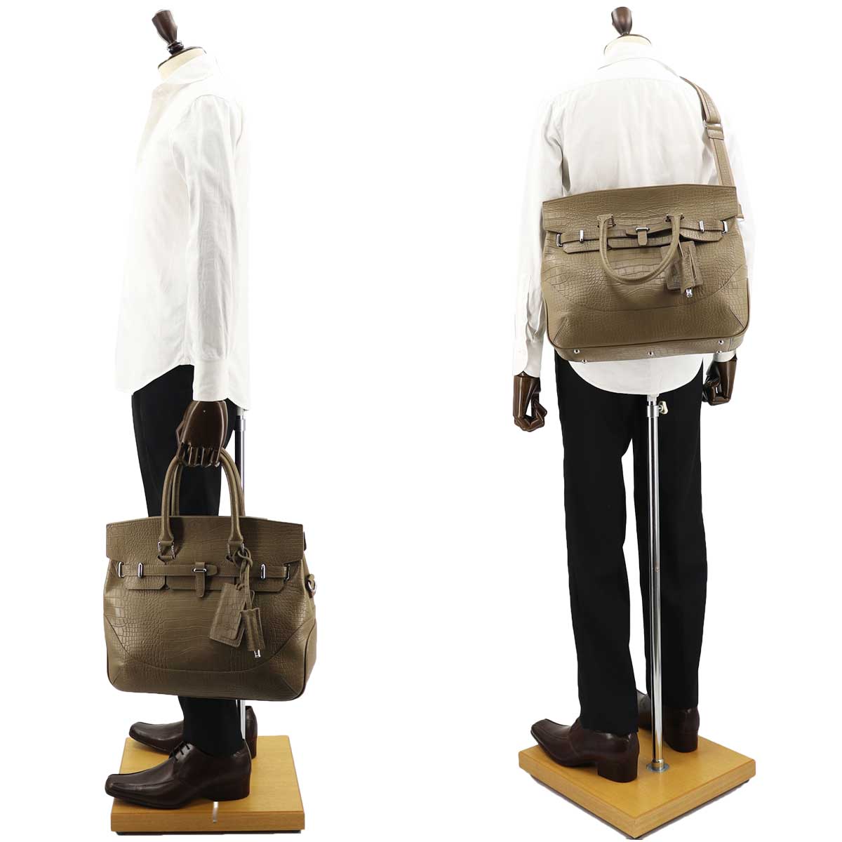 ペッレモルビダ ボストンバッグ 限定クロコ型押し エンボスレザー 被せ