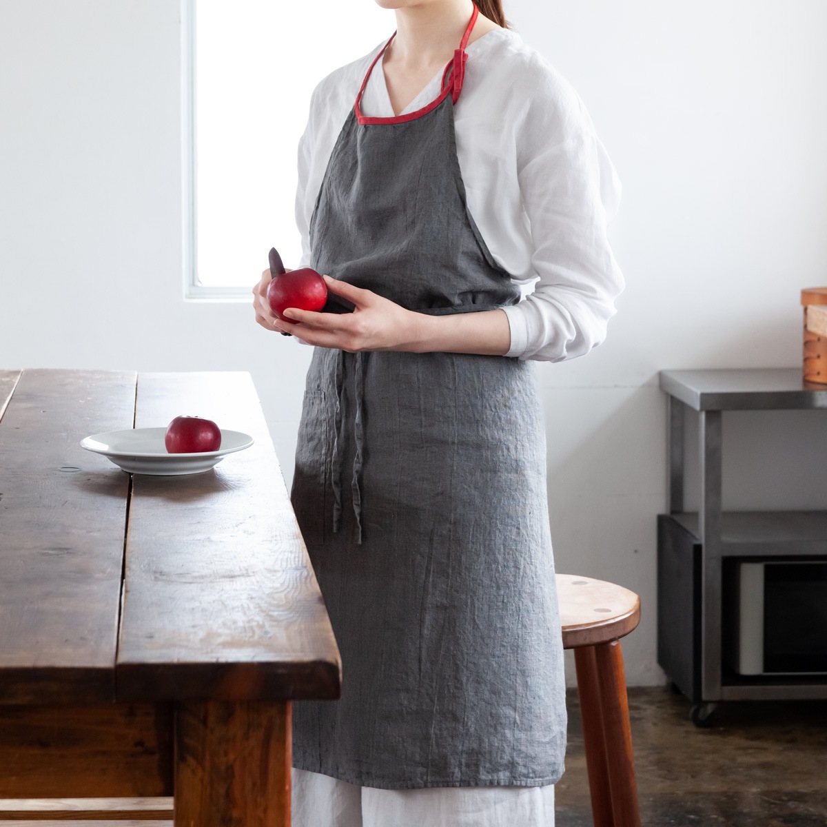 フルエプロン ミラ _ ポワブル/レッド