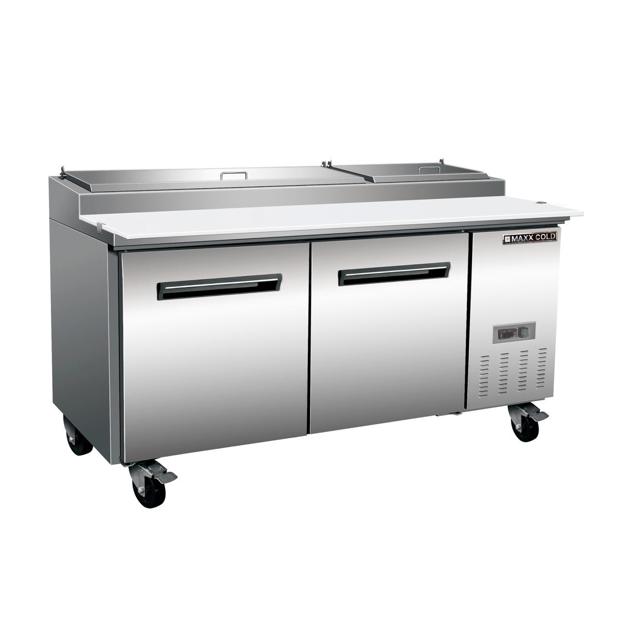 Maxx Cold X-Series Two-Door Refrigerated Pizza Prep Table, 70.8