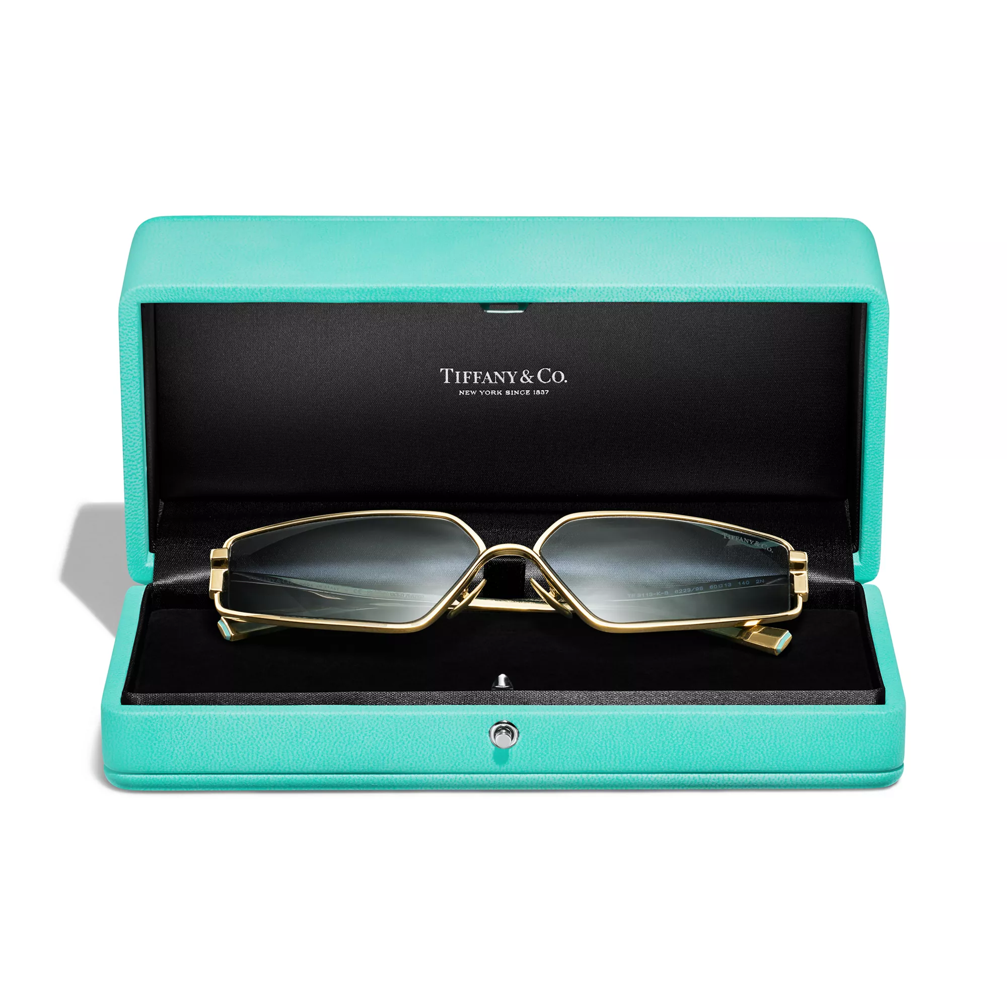 Tiffany T:Sunglasses in Gold-plated Metal with Azure Gray Gradient