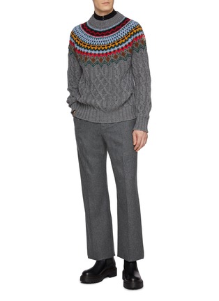 MONCLER | Virgin Wool Fairisle Cable Knit Sweater | Men | Lane