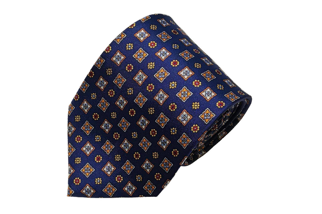 BLUE LABEL ネクタイ ◇ シルク ◇ ネイビー×小紋(モザイクタイル調