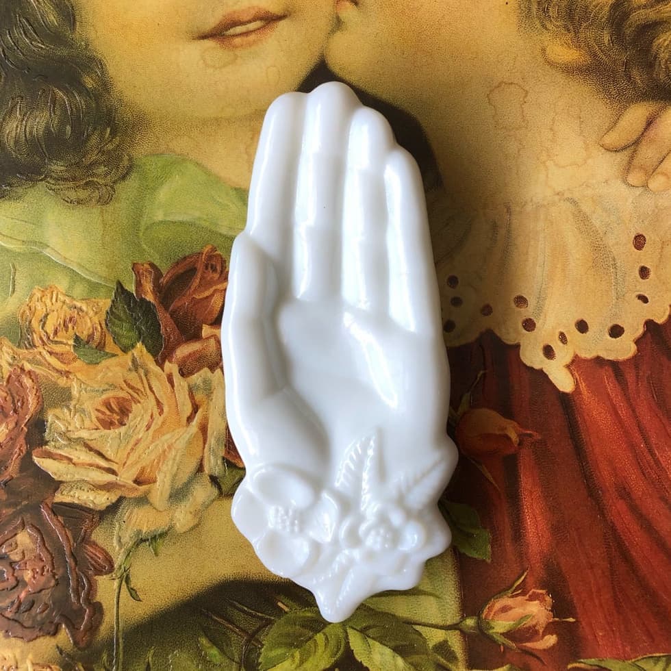 ミルクガラスハンドトレイ