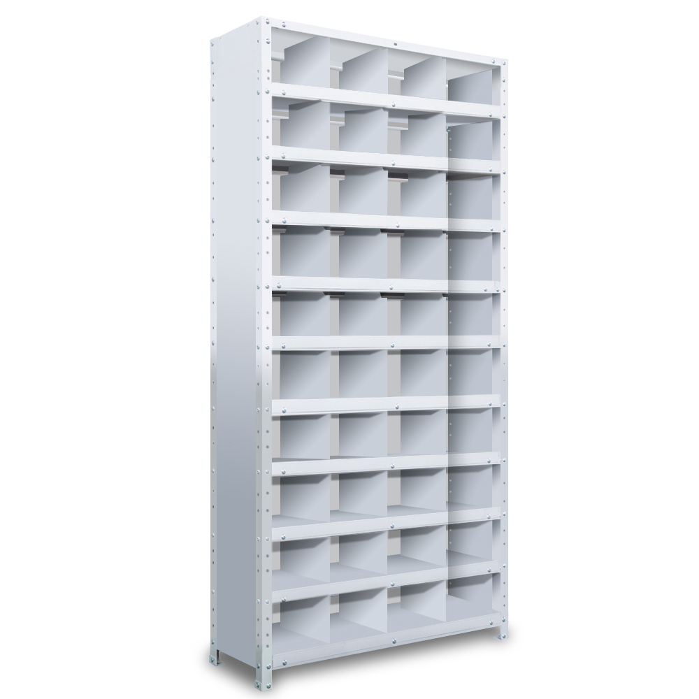 区分棚 横4区画 x 棚板有効10段 高さ1800 x 横幅880 x 奥行300