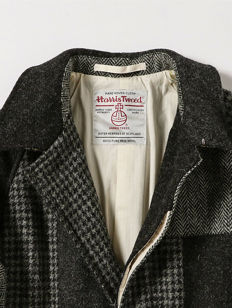 Beams Plus Bal Collar Coat Harris Tweed Patchwork - Mildblend