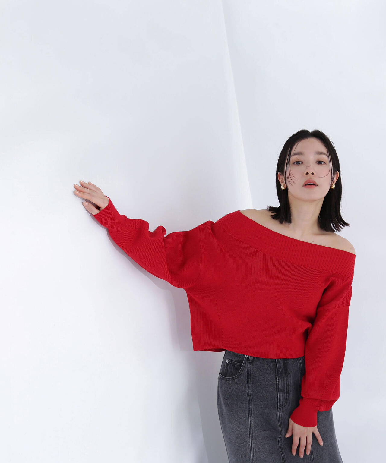 クロップドオフショルニット | NATURAL BEAUTY BASIC（ナチュラル