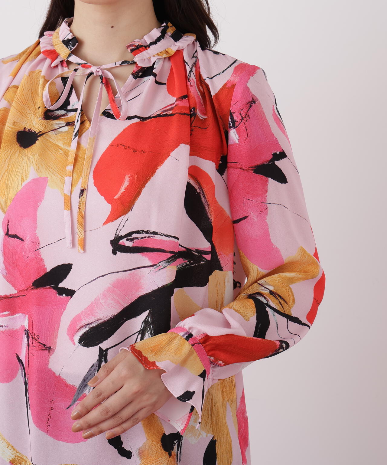 フラワープリントギャザーブラウス | PINKY&DIANNE（ピンキー&ダイアン