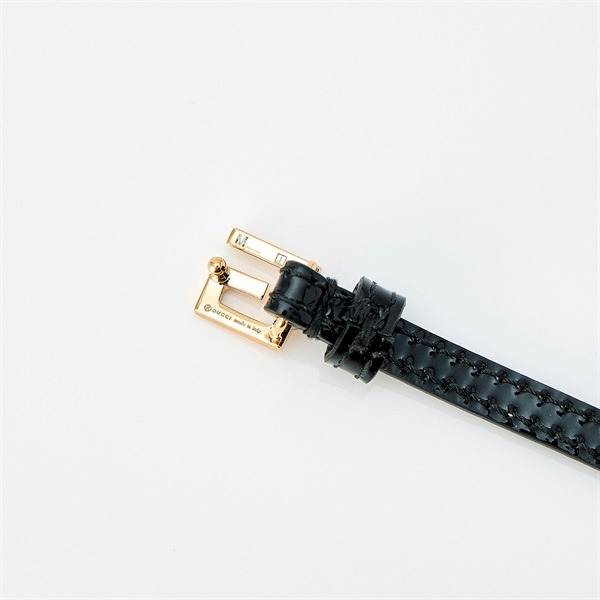 GUCCI ブレスレット M ブラック ゴールド パテントレザー GP