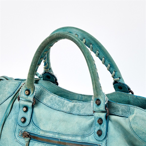 BALENCIAGA シティ ハンドバッグ 115748 ターコイズ グリーン レザー