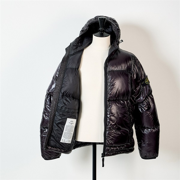 STONE ISLAND ダウンジャケット L ブラック ナイロン | MixTHINKS