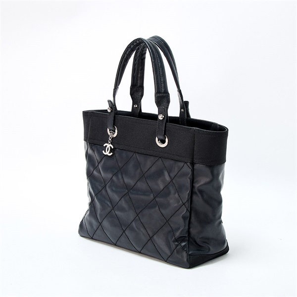 CHANEL パリビアリッツ MM トートバッグ ブラック シルバー