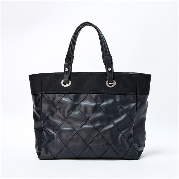 CHANEL パリビアリッツ MM トートバッグ ブラック シルバー